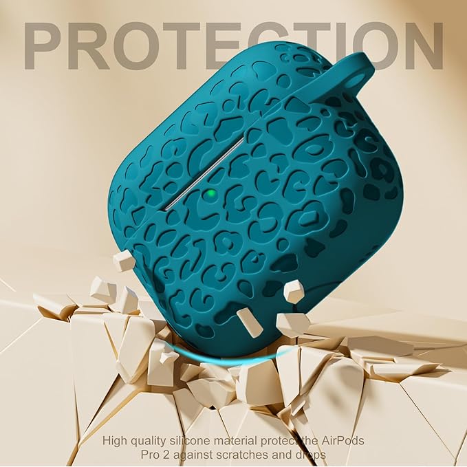 Fashion Engraving Leopard Case Compatible for Airpods Pro 2 Case Cover 2022/Airpod Pro Case Cover,Soft Silicone for Airpods Pro 2nd Generation Case,Front LED Visible