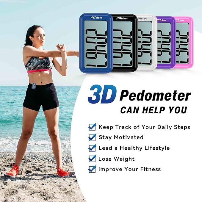 Pedometer for Walking Steps and Miles, 3D Accurately Simple Pedometer, Step Counter for Kids Men Women Seniors, Step Tracker with Clip Lanyard