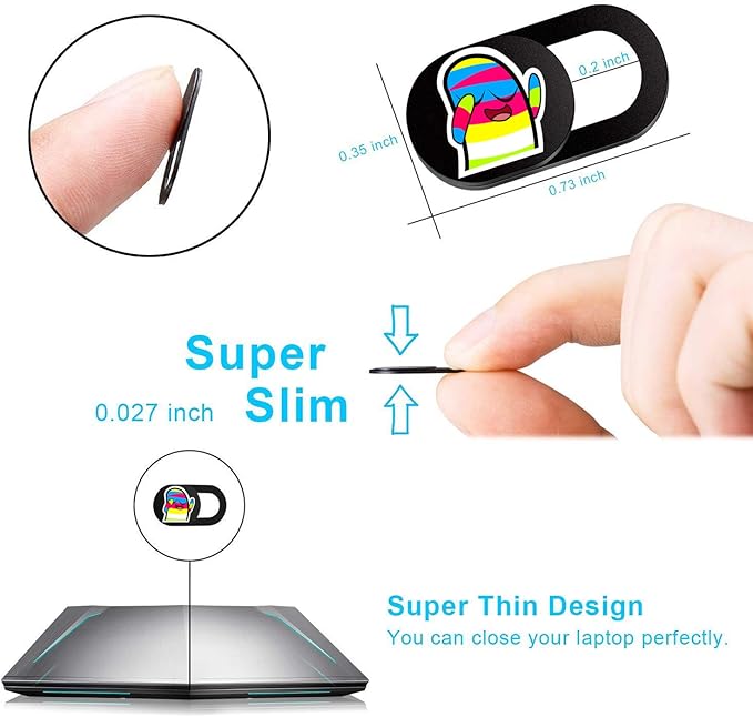 SIREG Webcam Cover Ultra Thin - Web Camera Cover fits Laptop,Tablet,Computer, Smartphone, Protect Your Privacy and Security,Strong Adhesive (Rainbow People-Black & 3 Pack)
