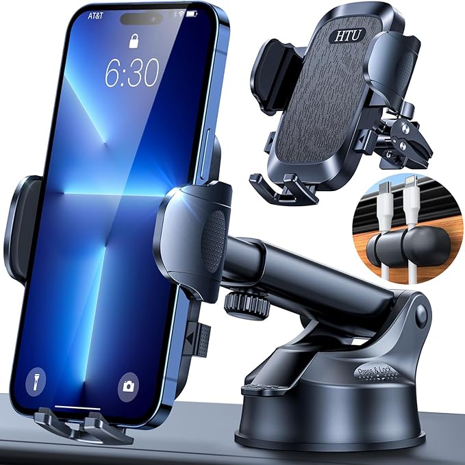 HTU 【98+LBS Strongest Suction & Military-Grade】 2025 Ultimate Car Phone Mount【Patent & Safety Certs】 Cell Phone Holder Truck Stand for Dashboard Windshield Vent for iPhone 17 Pro Max Samsung (Black)