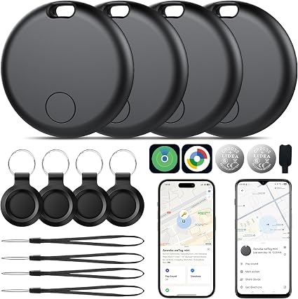 2026 Upgrade Dual System Air Tracker 4 Pack, Bluetooth Smart Tag for Android & iOS - Compatible with Apple Find My & Google Find Hub, Item Locator for Keys,Wallets,Suitcases, Black