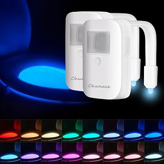 Chunace Toilet Bowl Night Lights Motion Detection 2Pack, USB-C Rechargeable - Image 1
