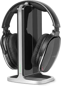 Wireless Headphones for Watching TV with Charging Station and RF Transmitter, Comfortable TV Headset for Seniors, Compatible with All TVs, Black and Silver