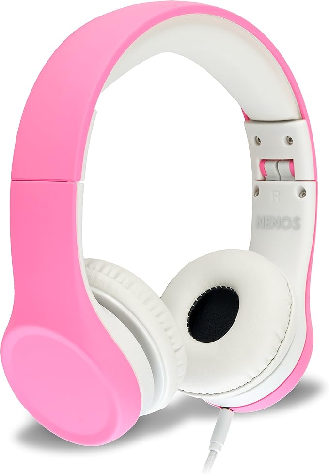 Children Kids Children's Volume Limited Headphones for Kids Foldable (Pink)