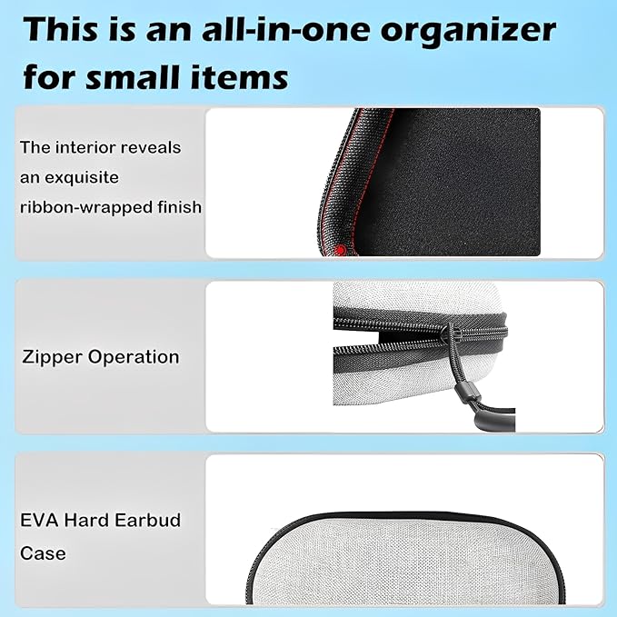 Earbud Case, Mini Portable Earbuds Organizer with Finger Strap Hard EVA Shockproof Carrying Case for Wireless & Wired Earphones, Headphones, USB Cable & SD Card - 2 Pcs Gray
