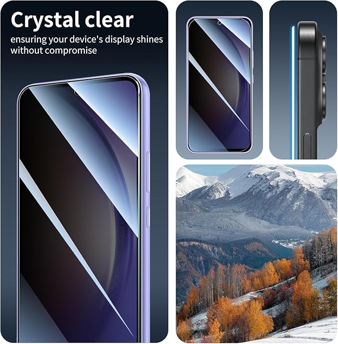 3*Privacy Screen Protector for Samsung Galaxy A54 with a Installation Alignment Aid, Anti-Spy Tempered Glass Film, Dark Private Black Protection, [Shatterproof][ Shockproof][Scratchproof]