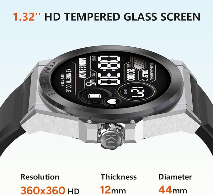 Smart Watches for Men, 1.32" HD Round Touchscreen Smartwatch, Heart Rate/SpO2/Sleep Monitor, Call Notification, 100+ Sports Modes, IP68 Waterproof Fitness Watch for iPhone Android Compatible (Silver)