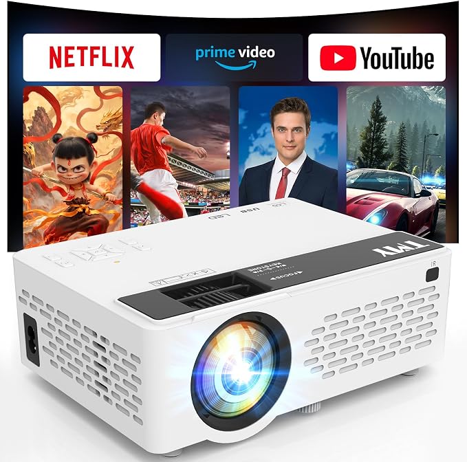 TMY 1080P Mini Projector, Built in Netflix app, 2-way Bluetooth, WiFi6