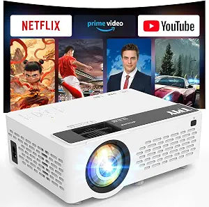TMY 1080P Mini Projector, Built in Netflix app, 2-way Bluetooth, WiFi6