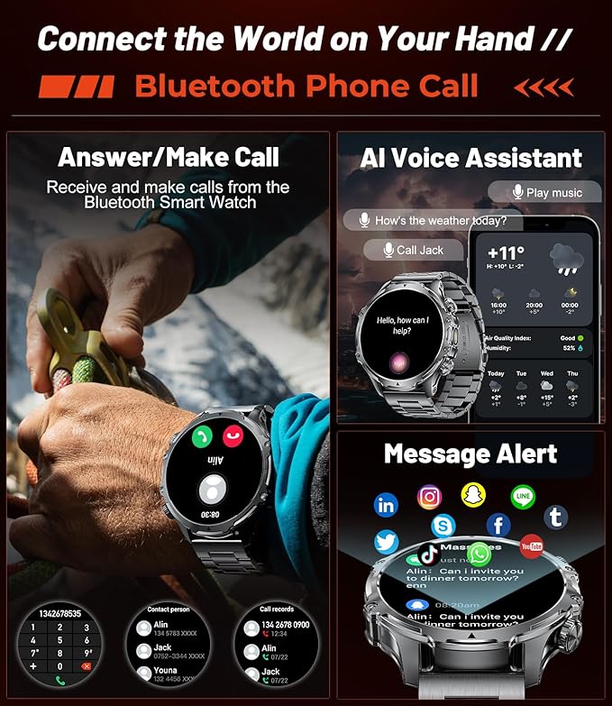LIGE Smart Watches for Men(Answer/Make Calls) with LED Flashlight, 1.85" HD Screen Outdoor Sports Smartwatch,800mAh Battery,Sleep Monitor Fitness Tracker for Android iOS,Silicone