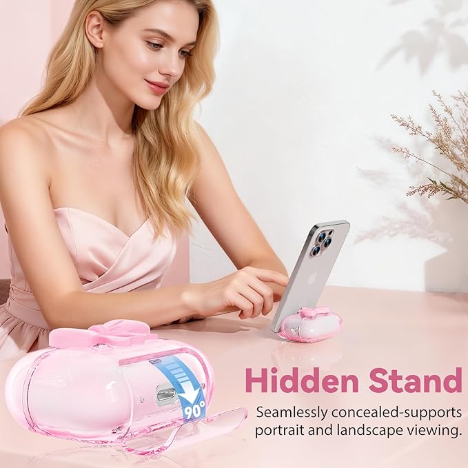 for Airpods Pro 3 Case Pink 2025 with Safety Lock & Phone Stand, 3D Bow Clear iPod Pro 3 Cases with Cute Keychain & Cleaning Kit, Soft TPU Cover for AirPods Pro 3rd Generation Case Girls Women
