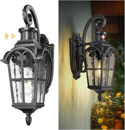 Emliviar Motion Sensor Outdoor Wall Light, 18.7", WE305B-SE BG-SW
