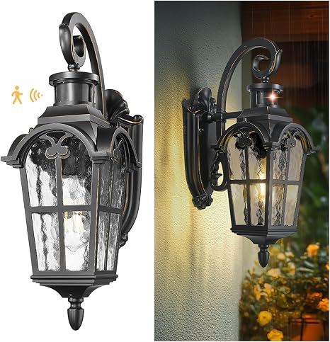 Emliviar Motion Sensor Outdoor Wall Light, 18.7", WE305B-SE BG-SW