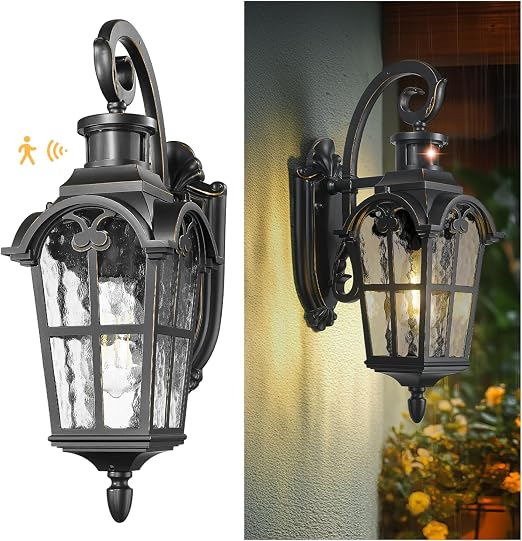 Emliviar Motion Sensor Outdoor Wall Light, 18.7", WE305B-SE BG-SW