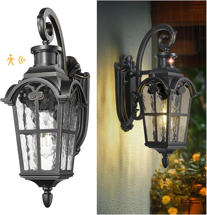 Emliviar Motion Sensor Outdoor Wall Light, 18.7", WE305B-SE BG-SW