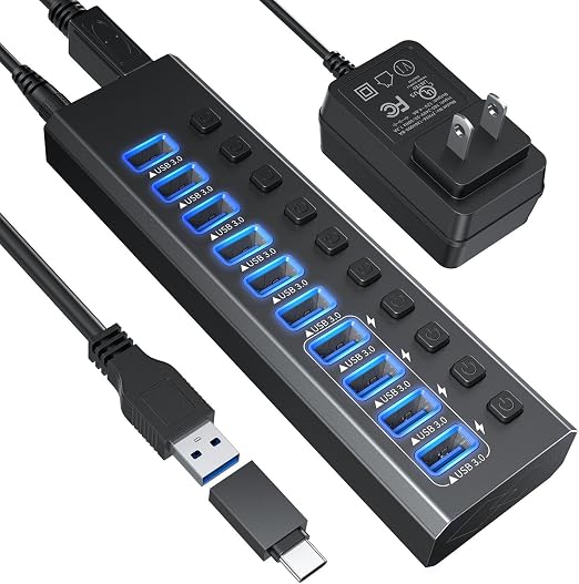 USB3.2 HUB Transfer Charging Docking Station 10-Port hub Laptop Mobile Phone Computer Docking Station with Switch (10 USB 3.0 Docking Stations)