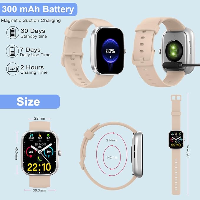 Smart Watch for Men Women(Answer/Make Calls), 1.96" HD Smartwatch, Fitness Tracker with 110+ Sport Modes, IP68 Waterproof, Heart Rate/Sleep/Step Monitor, Pedometer, Activity Tracker for Android iOS