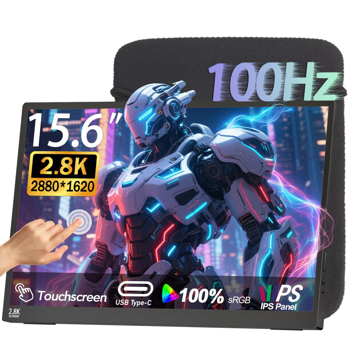 15.6" 100Hz Portable Monitor Touchscreen 1080P 10-Po | Computer Access - Image 1