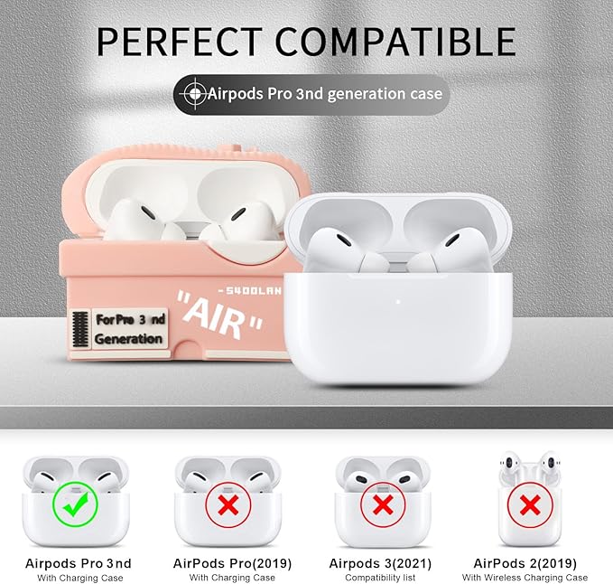 [2Pac] Compatible Airpods Pro 3 Case (2025),3D Cute Cartoon Shoe Box Soft Silicone Protective Cases for Apple AirPods Pro 3rd Generation Case,Airpod Pro 3 Cover with Keychain for Women Men,Black+Pink