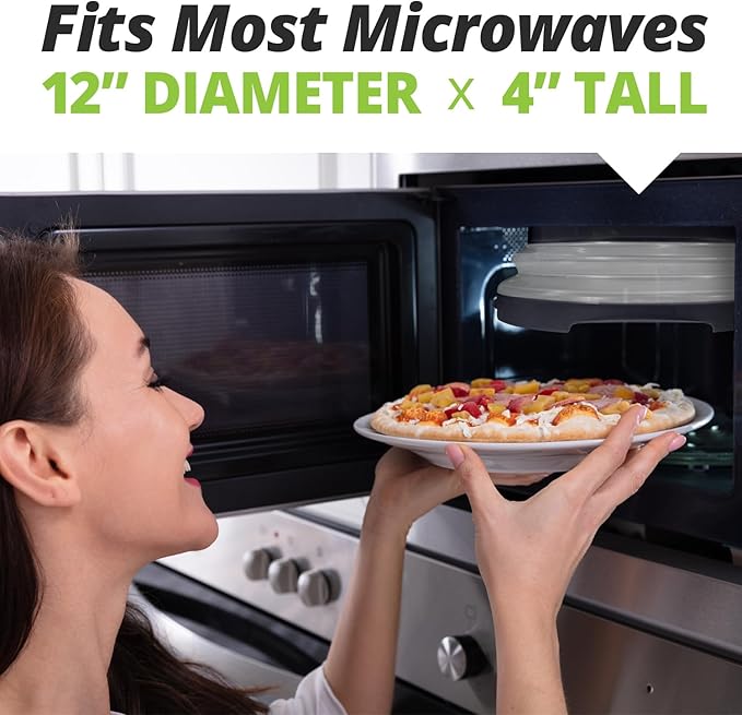 HOVER COVER High Power Magnetic Microwave Splatter Cover with Strongest Magnetic Grip, Collapsible 12-Inch BPA-Free Food Lid, Vented Plate Guard, Dishwasher Safe Space-Saving Storage - Black