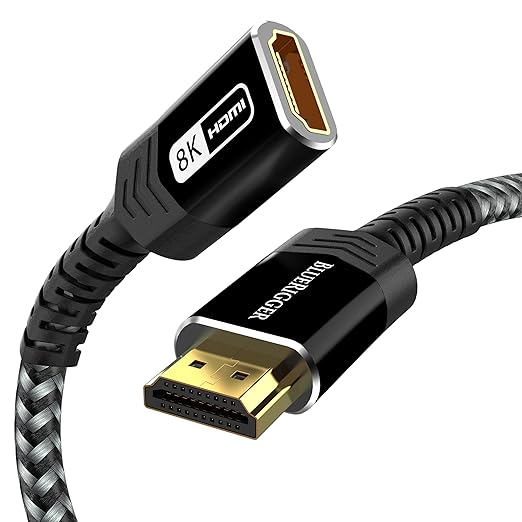 BlueRigger 8K HDMI Extension Cable - 10FT (8K 60Hz, 4K 120Hz, 48Gbps Braided EXT HDMI Extender Cord, Ultra High Speed) - Compatible with HDTV, Laptop, Xbox Series X, Roku, PS5, Chromecast, TV Stick