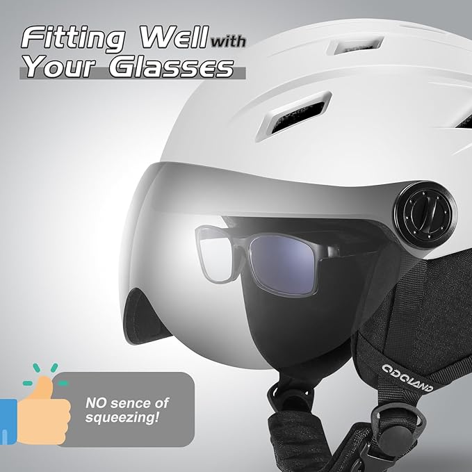 Odoland Ski Helmet with 2-in-1 Visor Goggles, Light Weight Snowboard Helmet for Men Women, Snow Sport Helmets for Skiing, Skating, Snowboarding