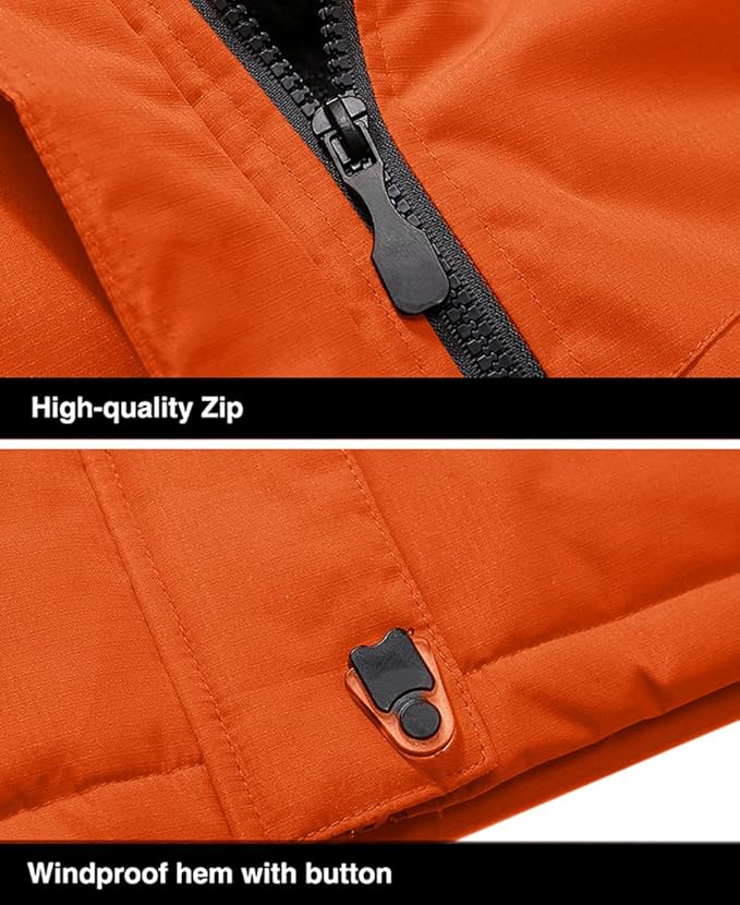 MAGCOMSEN Men's Winter Coats Water Resistant Ski Snow Jacket Warm Fleece Jacket Parka Raincoats With Hood Multi-Pockets