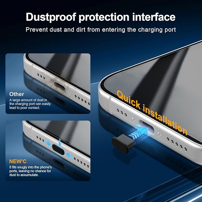 NEW'C 3X Privacy for iPhone 16 Screen Protector (6.1 inches)+ 3X Camera Lens Protector, Sensor Protection, Case Friendly Tempered Glass Film + Dust Plug - Easy Installation Tool Included