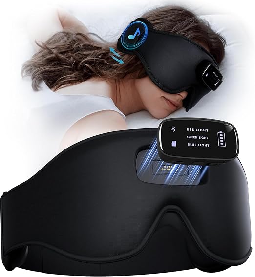 TOPOINT Sleep Mask with Headphones Bluetooth 5.4-3D Zero-Pressure Design Adjustable Sleep Headphones 100% Light Blocking Sleep Headphones with White Noise Sounds Comfortable(Onyx)