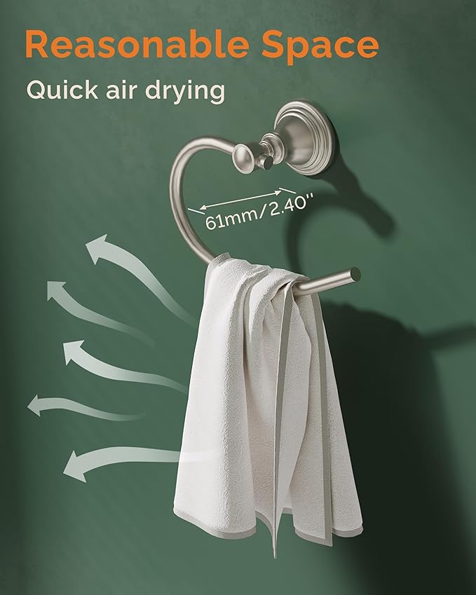 Towel Ring for Bathroom, Stainless Steel Hand Towel Holder Wall Mounted, Brushed Nickel Towel Holder Heavy Duty Towel Hanger for Bath