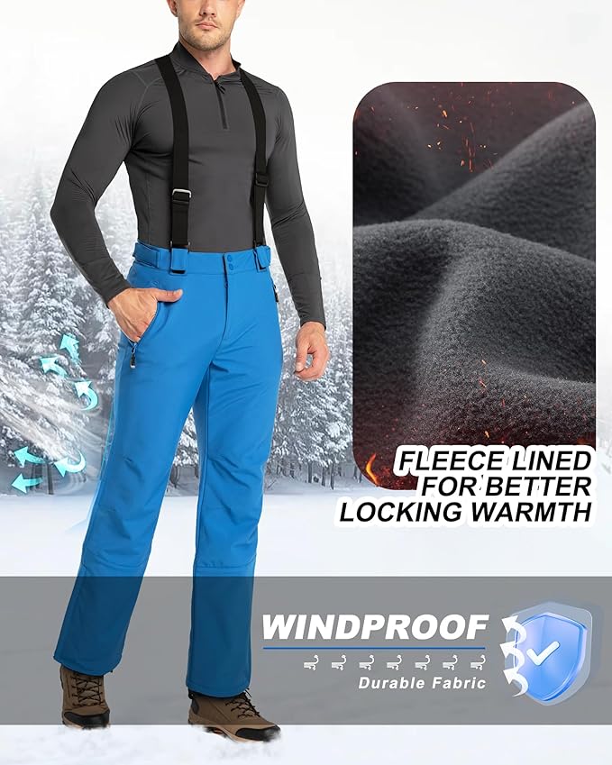 33,000ft Insulated Bibs for Men Snow Ski Pants Overalls Winter Waterproof Windproof Snowboard