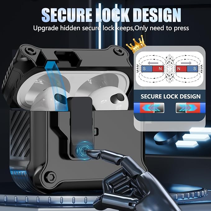 Compatible with AirPods 2 Case,Magnetic Automatic Lock with Phone Stand & Cleaning Kit,Compatible with Magsafe Cover -Sky Black