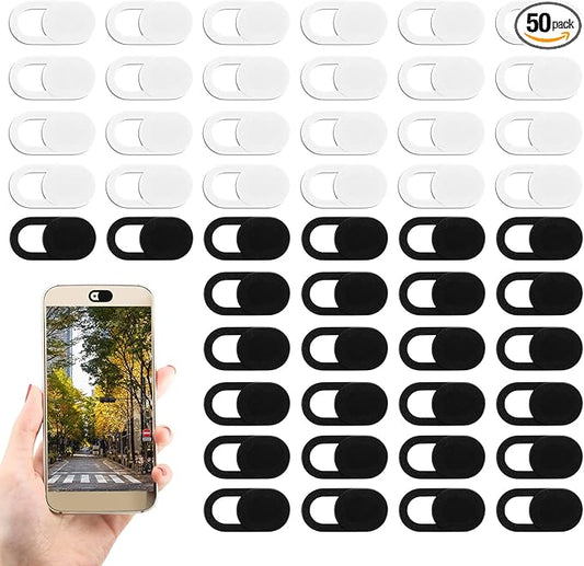 50 Pcs Webcam Cover Slide, Black and White 0.023 Inch Ultra-Thin Universal Laptop Camera Cover Slide for Laptop, Computer, Phone Protect Your Privacy and Security