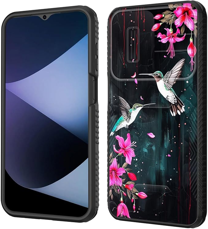 for Galaxy A26 5G Case Built in Slide Camera Lens Cover,Heavy Duty Shockproof Protection Dual Layer Case for Samsung Galaxy A26 5G 6.7" 2025,Flower Hummingbird