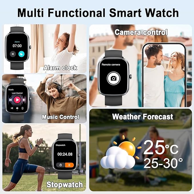 AI Smart Watch with ChatGPT, 1.91" Bluetooth Calling Smartwatch for Men Women, 110+ Fitness Modes Activity Tracker, Sleep/Heart Rate/Calorie Monitor, IP68 Waterproof Step Counter for Android iOS