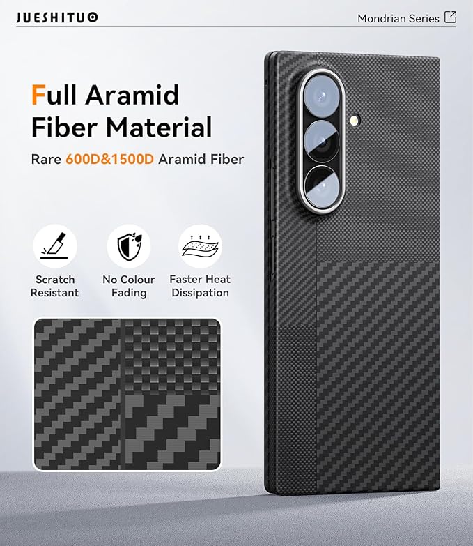 JUESHITUO for Samsung Galaxy Z Fold 7 Case: Ultra Slim 600D&1500D Aramid Fiber Made Fold 7 Case, [Fit for MagSafe] Minimalist Carbon Fiber Textures -Less Touch Feeling, Sturdy Magnetic Thin Cover