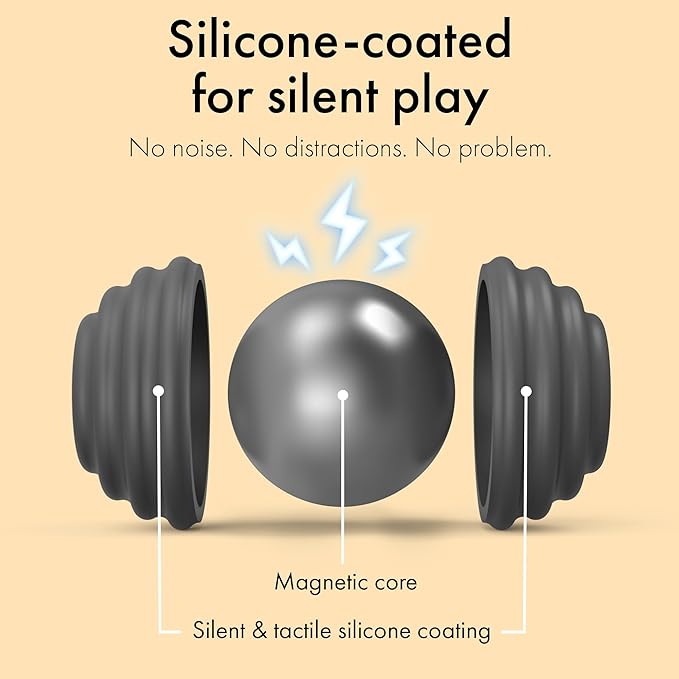 ONO Signets – Silicone Magnetic Balls with Textured Dimples, Bumps, and Waves | Fun to Play with Fidget Toy for Adults | Help Relieve Stress, Anxiety, Tension (Graphite, Set of 8)