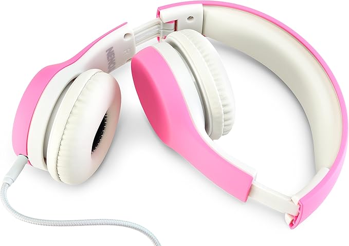 Children Kids Children's Volume Limited Headphones for Kids Foldable (Pink)