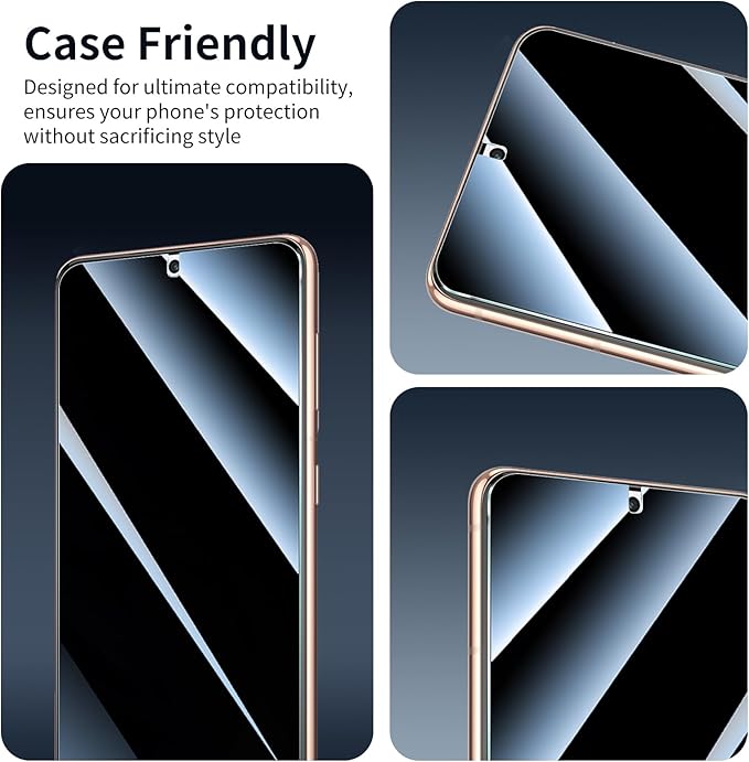 3*Privacy Screen Protector and 3*Camera Lens Protector for Samsung Galaxy S21+/S21 Plus with a Installation Alignment Aid, Anti-Spy Tempered Glass Film, Dark Private Black Protection