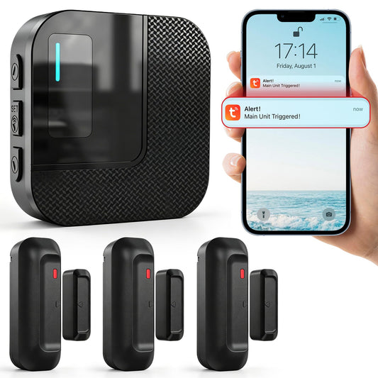 SanJie WiFi Door Chime, Door Alarm Sensor with Phone Notifications via App