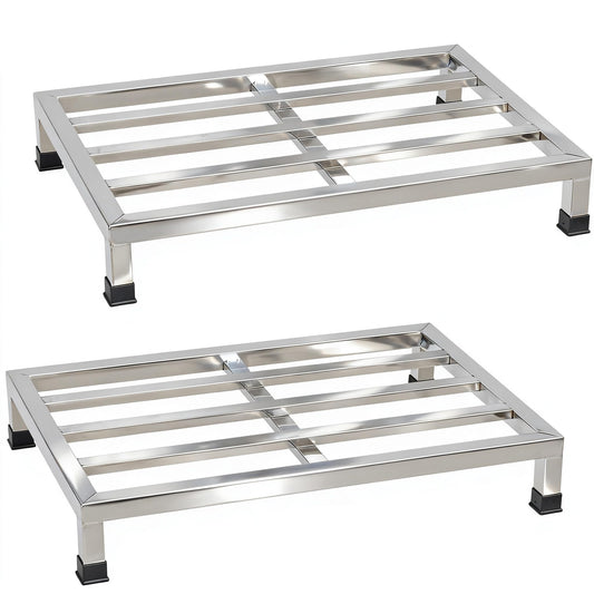 2 Packs Dunnage Rack 23.6x15.8x4inch Stainless Steel Dunnage Racks Commercial Food Service Storage Rack for Restaurants Kitchen Warehouse Supermarket