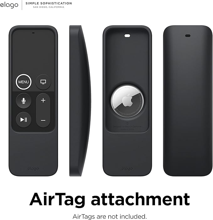 elago R5 Locator Case Compatible with Apple TV Siri Remote 1st Generation and Compatible with AirTag - Lanyard Included, Heavy Shock Absorption, Drop Protection, Full Access to All Functions [Black]