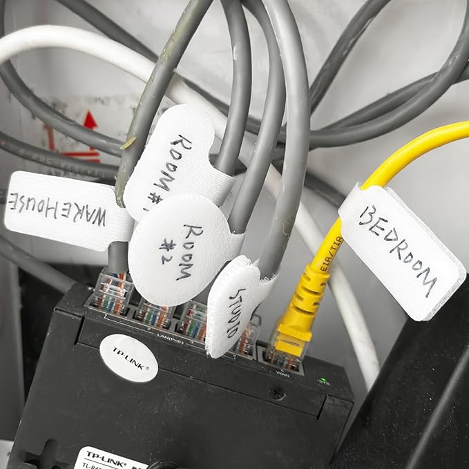 32 Pcs Cable Labels, Write On Cord Labels, Wire Cable Tags, Wire Tags for Electronics, Computers Cable Management and Identification, White, 1.77" x 0.78"