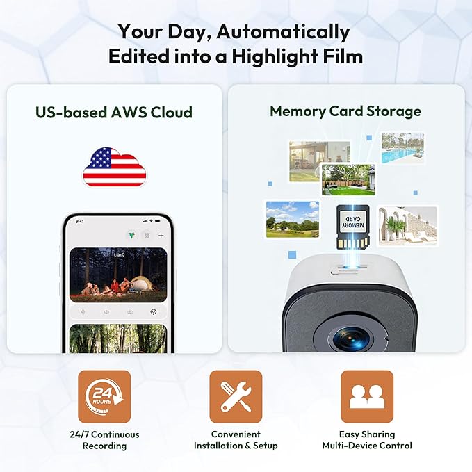 2K Window Camera,2.4G WiFi Only,Smart Window Security Camera with AI Motion Detection,Starlight Color Night Vision,911 Emergency Support,US Cloud Storage,24/7 Recording,Easy & Quick Install