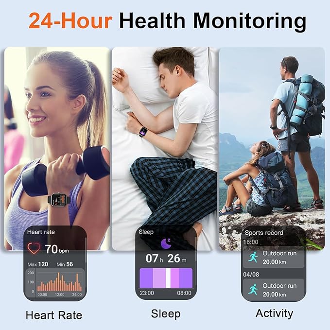 Smart Watch for Men Women (Answer/Make Call), 2025 New 1.91" HD SmartWatch, Fitness Watch with 120+ Sport Modes, IP68 Waterproof, Heart Rate/Sleep Monitor, Pedometer, Activity Tracker for Android iOS