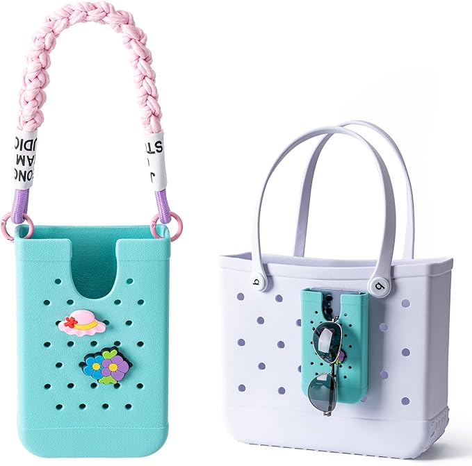 Phone Holder for Bogg Bags, Cell Phone Case Holder Compatible with All Bogg Bags, Phone Holder Accessories for Beach Tote Bags (Turquoise)