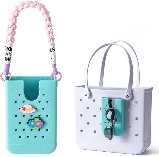 Phone Holder for Bogg Bags, Cell Phone Case Holder Compatible with All Bogg Bags, Phone Holder Accessories for Beach Tote Bags (Turquoise)
