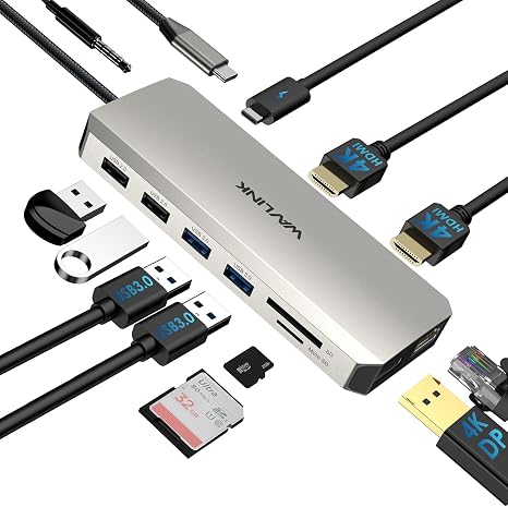 WAVLINK USB C Laptop Docking Station Triple Dual Monitor for Dell/Lenovo/HP