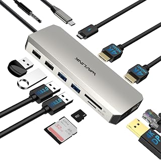 WAVLINK USB C Laptop Docking Station Triple Dual Monitor for Dell/Lenovo/HP