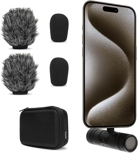 Movo DoubleMic-UC Dual Capsule USB C Microphone for iPhone 15/16/17 - Two-Sided Cardioid Condenser Microphone for Video Recording- Mic for iPhone 15/16/17